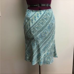 GAP silk teal floral  paisley skirt